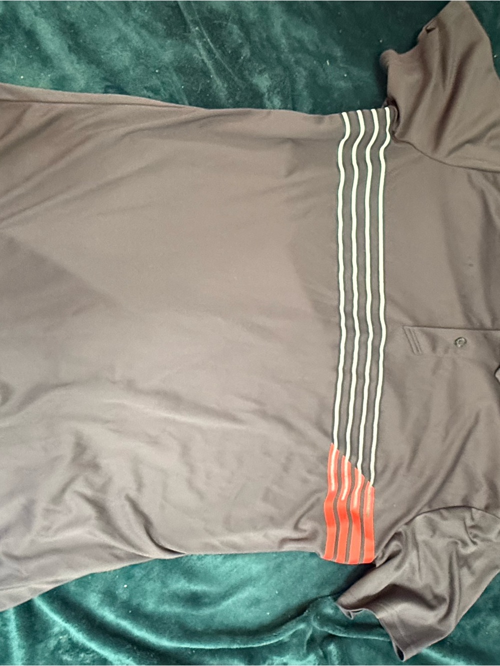 Men's Short-Sleeve Polo with Contrast Stripe - Black with Orange/Red Accent
